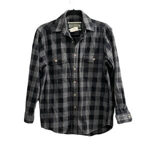 FIELD & STREAM Vintage Cotton Flannel Button Front Shirt Black Grey M
